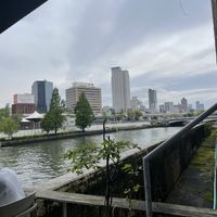 View from the outside terrace  at Optimus Cafe in Osaka