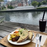 Breakfast with a view  at Optimus Cafe in Osaka