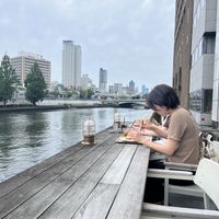 The outside bar area   at Optimus Cafe in Osaka
