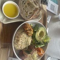 Buddha bowl and toast   at Optimus Cafe in Osaka
