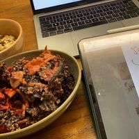 kale salad and raisin overnight oats at Sprouts in Vancouver