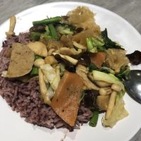 Rice with mushrooms vegetables   at So Vegan - Yaowarat​ in Bangkok