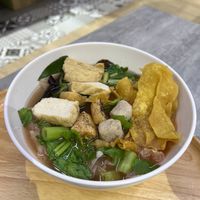 Yen Ta Fo w/big flat noodles  at So Vegan - Yaowarat​ in Bangkok