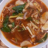 Tom Yum soup, you can add noodles for extra charge. at So Vegan - Yaowarat​ in Bangkok