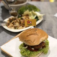 Vegan burger at So Vegan - Yaowarat​ in Bangkok