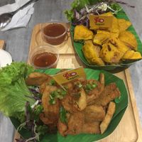 Fried soy and tofu  at So Vegan - Yaowarat​ in Bangkok