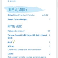 Menu at Hunky Dory in Bendigo