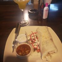 Burrito with a single taco, cashew cream and hot salsa. at Ando Loco in Koh Phangan