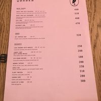 Menu at Tsiniki in Moscow