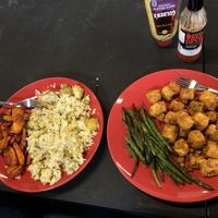 Jambalaya w/ sweet potatoes & chicken fried tofu w/green beans  at Juju's Vegan Cajun & Creole Cuisine  in Lincoln