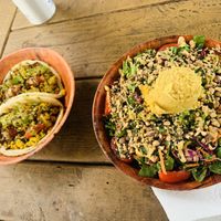 Breakfast tacos and surfer bowl. Both great! at Leahi Health in Koloa