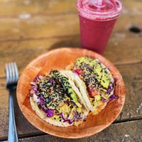 Tuno (chickpea) tacos and beet smoothie   at Leahi Health in Koloa