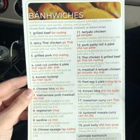 #2, 8, 11, 17, and 18 may be made meatless by substituting tofu. Inquire about sauces   at Bánhwich in Lincoln