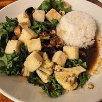 Vegan entrée: SO DELICIOUS!  at Kilauea Lodge in Volcano