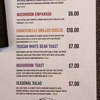 Seasonal menu  at Far West Fungi in Santa Cruz