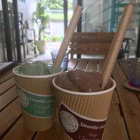 Choice of soy available! at Elly's Cafe in Onna