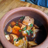Tofu with Sichuan sauce. Comes with fresh bread so you can dip it in this yummy sauce. (A bit spicy) at Bodhi in Hanoi