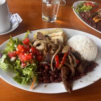 Vegan casados with soy meat  at Tipico De Fraijanes in Alajuela
