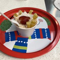 Strawberry Banana and Pineapple with coconut  at Sweet Creams in Honolulu