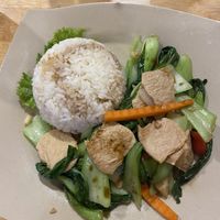 Vegan chicken and veg  at Huong Viet in Hanoi