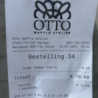 receipt  at Otto Waffle Atelier in Bruges