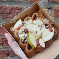 'Go Nuts' with mixed nuts and pear at Otto Waffle Atelier in Bruges