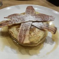 Maple and bacon pancakes  at The Quirk Space in Olney