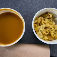 Mac n cheese and butternut sweet potato soup at Portia's Diner in Clintonville