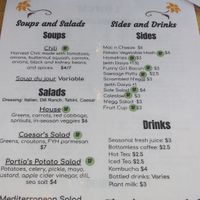 Menu at Portia's Diner in Clintonville