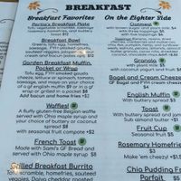 Menu at Portia's Diner in Clintonville