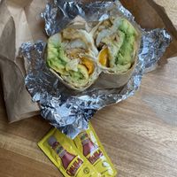 Breakfast burrito… amaze  at Om Juice Bar in New York City