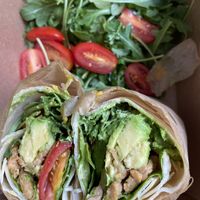 Wrap with tempeh and salad  at Om Juice Bar in New York City