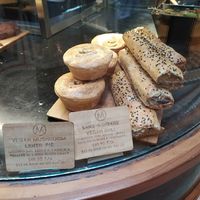 Pie and sausage roll at Metropole QVB in Sydney