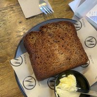 Vegan banana bread with vegan butter  at Metropole QVB in Sydney
