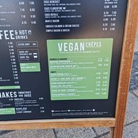 Vegan menu at Crêpeaffaire in Bromley