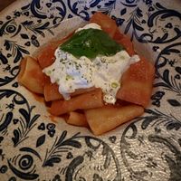Pacchero Pomodoro Burrata (vegetarian main)  at Osteria 57 in New York City