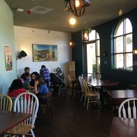 Seating inside at Délice Breton in San Juan Capistrano