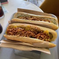 Chili cheese dog and classic dog  at FREDO in Leipzig