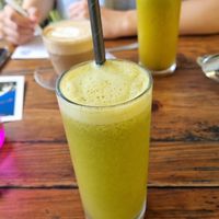 "Cure my asthma" juice! at Utpala Café in Kathmandu