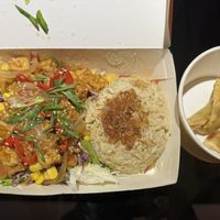 ‘Kung Pao Tofu’ and ‘Fried gyozas'  at Burgreens - Oakwood in Jakarta