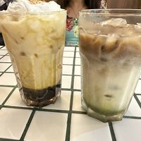 Brown sugar boba mylk tea and dirty matcha   at Burgreens - Oakwood in Jakarta