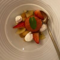 Dessert - strawberry sorbet. This was absolutely delicious, the best dish    at Food Does Matter 푸드더즈매터 in Seoul