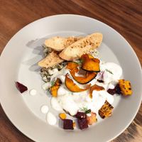 Caulbicon (cauliflower, beet, corn) salaf at Food Does Matter 푸드더즈매터 in Seoul