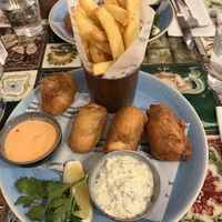 Vegan fish & chips   at Mayfair Chippy in West London