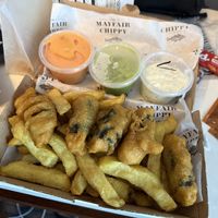 Vegan fish and chips  at Mayfair Chippy in West London