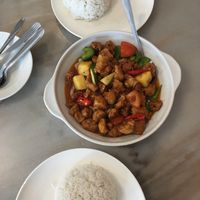 Large sweet and sour pork at Kam Yan Vegetarian Restaurant in Seri Kembangan