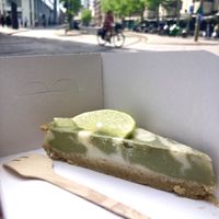 Enjoying a take away  at A La Tarte in The Hague