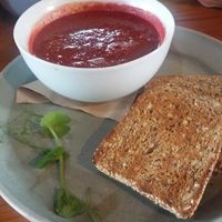 Daily soup (tomato&basil) at Fat Dog in Rotorua