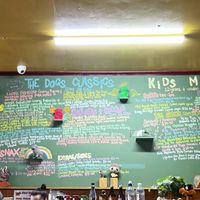 The fat dog menu is on the wall behind the counter ✌️ at Fat Dog in Rotorua