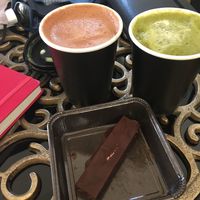Hot Chocolate and Matcha tea (Matcha tea was bitter, didn't like it) at Enso Vegan Lifestyle Bar in Limassol
